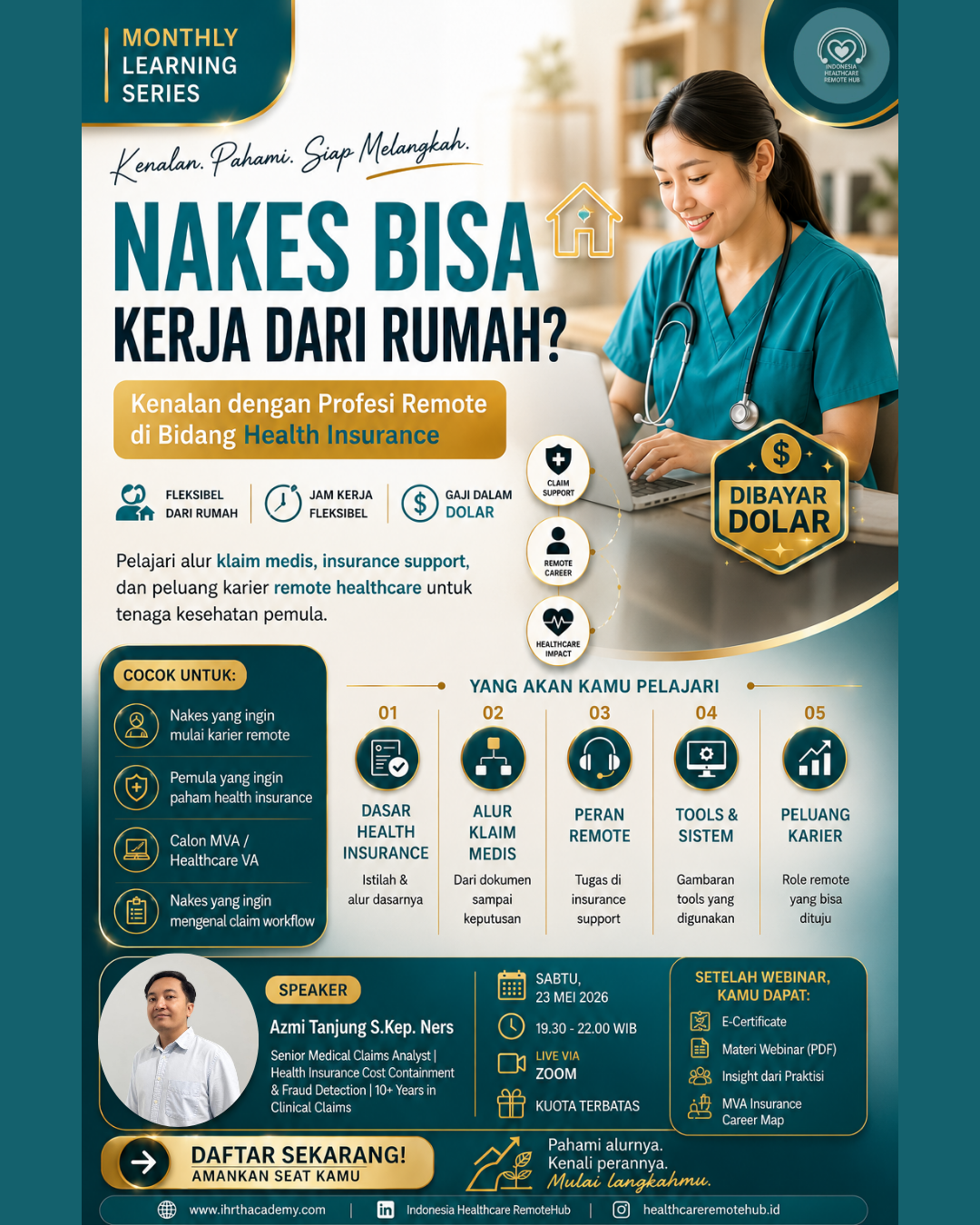 Nakes Bisa Kerja dari Rumah, dibayar dollar. Kenalan dengan Profesi Remote di Bidang Health Insurance