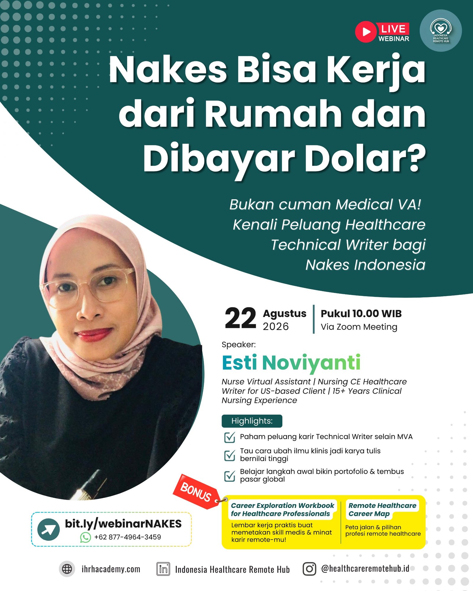 Nakes Bisa Kerja dari Rumah dan Dibayar Dolar? Bukan cuma Medical VA! Kenali peluang Healthcare Technical Writer bagi Nakes Indonesia.